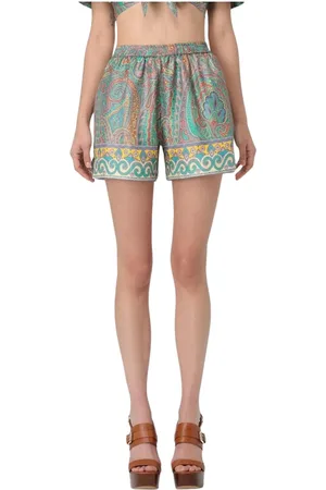Etro Shorts, Dame, Flerfarvet, S, Farverige Paisley Silke Shorts