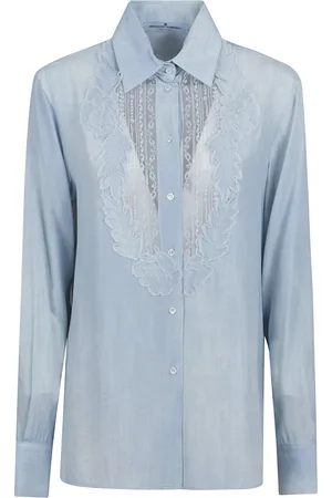 ERMANNO SCERVINO Bluser & Skjorter, Dame, Blå, S, Blå Skjorte til Kvinder Elegant Stil