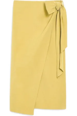 Max Mara Nederdel, Dame, Gul, S, Linned, Gul Linned Silke Nederdel med Selvbinder