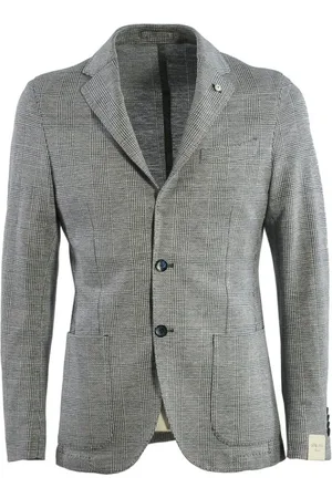 Lubiam Jakke, Herre, Grå, S, Bomuld, Grå Bomuld Hør Blazer Regular Fit
