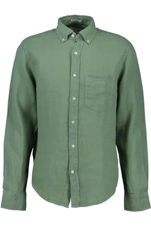 GANT Skjorte, Herre, Grøn, 2XL, Linned, Linned Skjorte