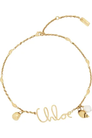 Chloé Tilbehør, Dame, Gul, ONE SIZE, Uld, Guld Smykker med Logo Tag
