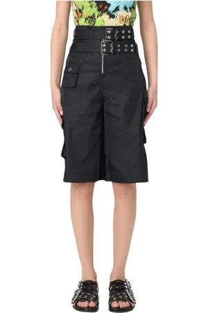 Ganni Shorts, Dame, Sort, 36 EU, Nylon, Cargo Shorts med Dobbelt Spænde Bælte
