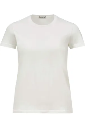 Moncler Top, Dame, Hvid, XS, Bomuld, Hvid Bomuld Jersey Crew Neck T-shirt