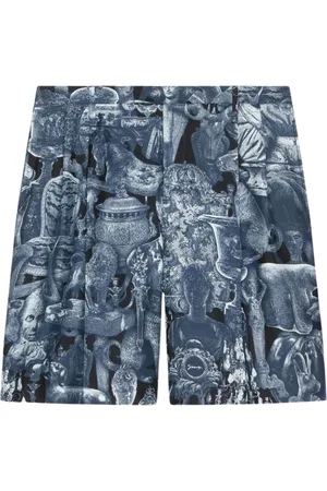 Givenchy Shorts, Herre, Flerfarvet, L, Uld, Sort Skulpturelt Print Plisserede Shorts