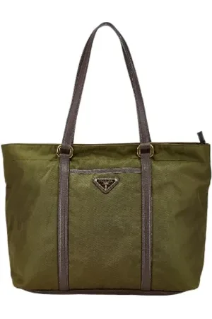 Prada Pre-owned, Dame, Grøn, ONE SIZE, Uld, Pre-owned Stof skuldertasker