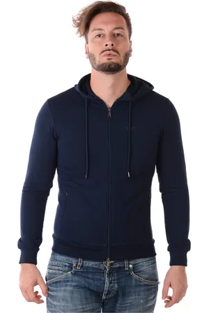 Emporio Armani Sweathshirts & Hoodies, Herre, Blå, L, Blå Afslappet Herreur