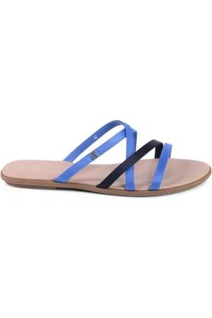 Tommy Hilfiger Sko, Dame, Blå, 40 EU, Læder, Blå Flade Lædersandaler