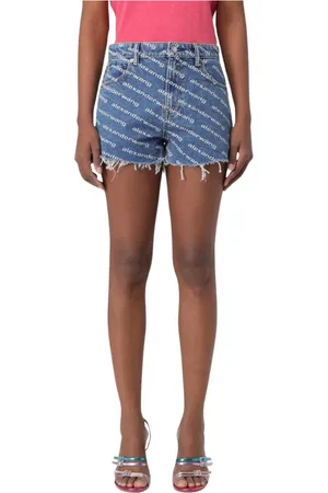 Alexander Wang Shorts, Dame, Blå, W26, Denim, Blå Distressed Hem Denim Shorts