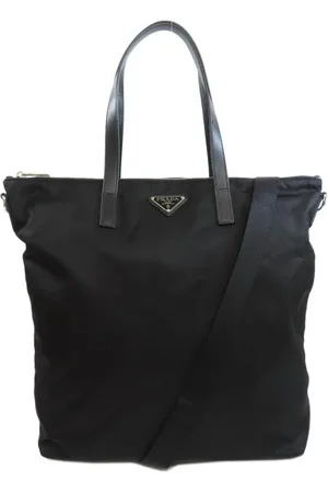 Prada Taske, Dame, Sort, ONE SIZE, Nylon, Nylon Tote Taske med Logo Detalje