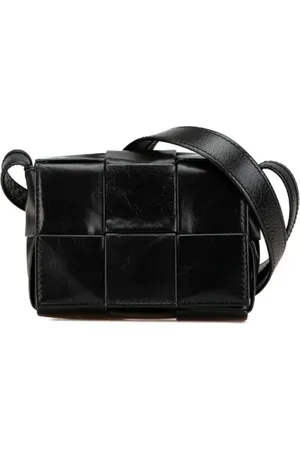 Bottega Veneta Pre-owned, Dame, Sort, ONE SIZE, Uld, Pre-owned Laeder crossbody-tasker