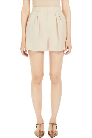 Max Mara Shorts, Dame, , XS, Uld, Plisserede Uld Shorts
