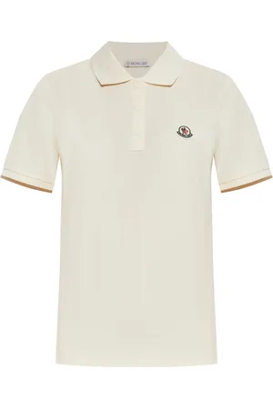 Moncler Top, Dame, Hvid, XS, Bomuld, Hvid Strikkrave T-shirts og Polos