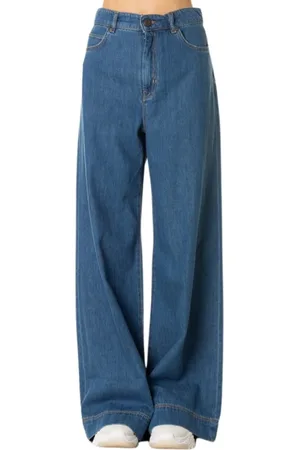 Max Mara Jeans, Dame, Blå, S, Bomuld, Bredbenede Jeans - Medium Indigo