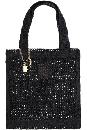 Chloé Taske, Dame, Sort, ONE SIZE, Uld, Raffia Tote Taske med Monogram og Banan Vedhæng