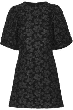 ROTATE Kjole, Dame, Sort, XS, Polyester, Blomstret Blonde Minikjole Rund Hals