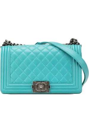 CHANEL Pre-owned, Dame, Blå, ONE SIZE, Uld, Pre-owned Laeder skuldertasker