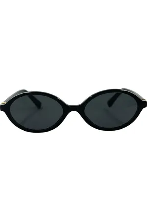 Miu Miu Tilbehør, unisex, Sort, ONE SIZE, Uld, Elegant Oval Solbriller med Spejllinser