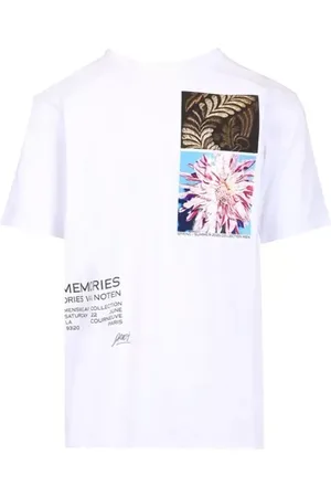 DRIES VAN NOTEN Top, Herre, Hvid, M, Bomuld, Hvid Bomulds T-shirt med Frontprint