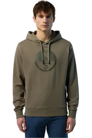 North Sails Sweathshirts & Hoodies, Herre, Grøn, XL, Bomuld, bomuldshættetrøje med stort logo