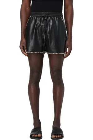 Nanushka Shorts, Herre, Sort, L, Læder, Sort Læder Shorts Moderne Stil