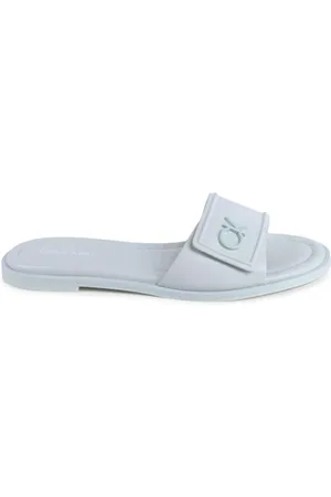 Calvin Klein Sko, Dame, Grøn, 38 EU, Læder, Grøn Læder Sandal med Spænde