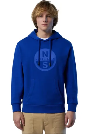 North Sails Sweathshirts & Hoodies, Herre, Blå, 2XL, Bomuld, Bomuld Hættetrøje Sweatshirt Logo Print