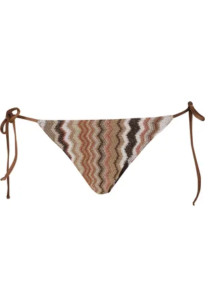 MC2 SAINT BARTH Badetøj, Dame, Brun, S, Chevron Lurex Bikini Bund med Selvbinding