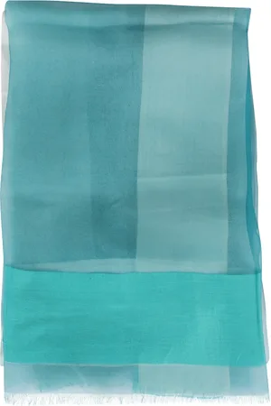 Faliero Sarti Tilbehør, Dame, Grøn, ONE SIZE, Elegant Aqua Silke Frynset Tørklæde
