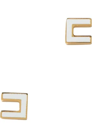 Elisabetta Franchi Tilbehør, Dame, Gul, ONE SIZE, Geometriske emalje-studøreringe