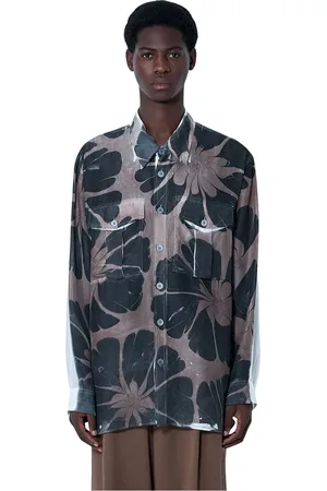 DRIES VAN NOTEN Skjorte, Herre, Flerfarvet, L, Silkeblomstret skjorte
