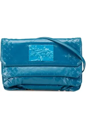 Bottega Veneta Pre-owned, Dame, Blå, ONE SIZE, Uld, Pre-owned Laeder skuldertasker