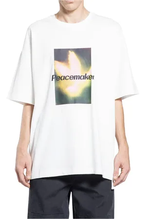 OAMC Top, Herre, Hvid, XS, Bomuld, Sæsonfugletryk Bomuldst-shirt