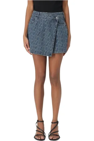Armani Exchange Shorts, Dame, Blå, M, Denim, Denim Wrap Mini Nederdel
