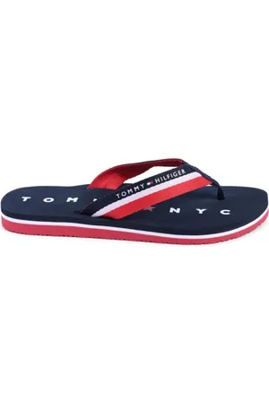 Tommy Hilfiger Sko, Dame, Blå, 40 EU, Uld, Blå Flag Stripe Flip Flops