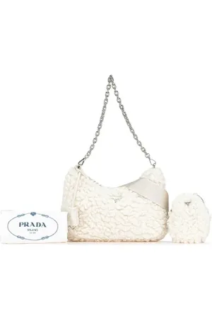 Prada Pre-owned, Dame, Hvid, ONE SIZE, Uld, Pre-owned canvas håndtasker