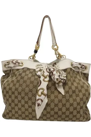 Gucci Pre-owned, Dame, Brun, ONE SIZE, Tyl, Pre-owned Canvas totes