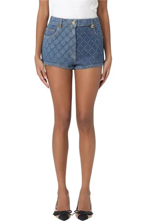 Elisabetta Franchi Shorts, Dame, Blå, W27, Denim, Quiltede Denim Shorts