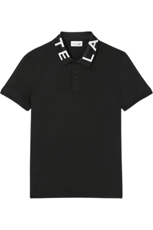 Lacoste Top, Herre, Sort, L, Bomuld, Grafisk Polo Skjorte med Jacquard Detaljer