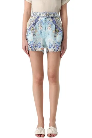Camilla Shorts, Dame, Flerfarvet, M, Uld, Blå Blomstret Shorts