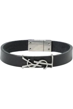 Saint Laurent Tilbehør, Dame, Sort, M, Læder, Læderarmbånd med magnetisk lås