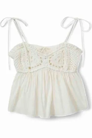 THE GARMENT Top, Dame, Hvid, XS, Bomuld, Boheme Hæklet Top