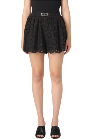 Twin-Set Shorts, Dame, Sort, 2XS, Bomuld, Sort Eyelet Shorts