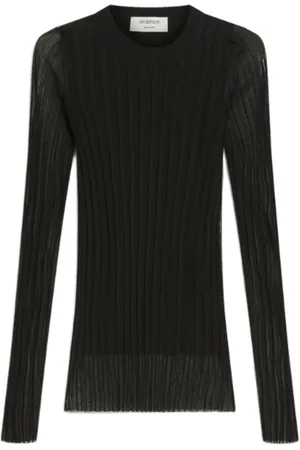 Sportmax Top, Dame, Sort, S, Polyester, Sort Crewneck Foret Skjorte Lavet i Italien
