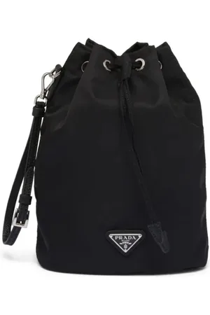 Prada Taske, Dame, Sort, ONE SIZE, Læder, Nylon og Læder Snørebåndspose