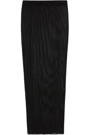 Sportmax Nederdel, Dame, Sort, M, Polyester, Ribbet Strik Sort Nederdel