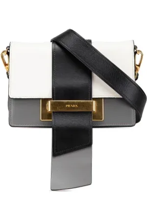 Prada Pre-owned, Dame, Grå, ONE SIZE, Uld, Pre-owned Laeder crossbody-tasker