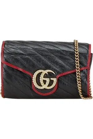 Gucci Pre-owned, Dame, Sort, ONE SIZE, Uld, Pre-owned Laeder skuldertasker