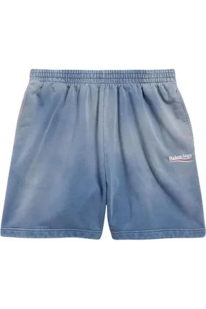Balenciaga Shorts, Herre, Blå, XL, Uld, Stilfulde Gnawed Herreshorts