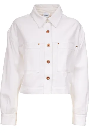 Aspesi Jakke, Dame, Hvid, XS, Denim, Kort Denimjakke med Skjortekrave